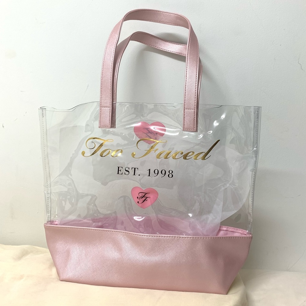 🆕Too Faced Pink Transparent Tote Bag🆕
